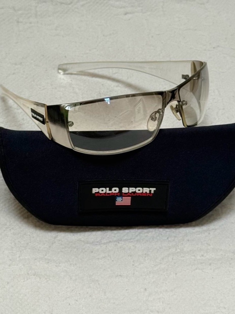 Vintage Polo Ralph Lauren Sport Rimless Sunglasses - Silver Clear Frame